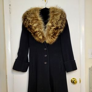 Long Coat with Real Fur Trim